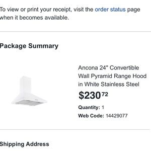24” white range hood. New in box. I ended up getting a different one.